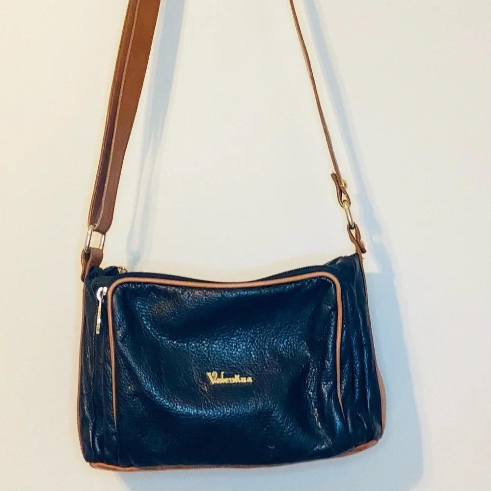 Valentina Black and Brown Shoulder Bag